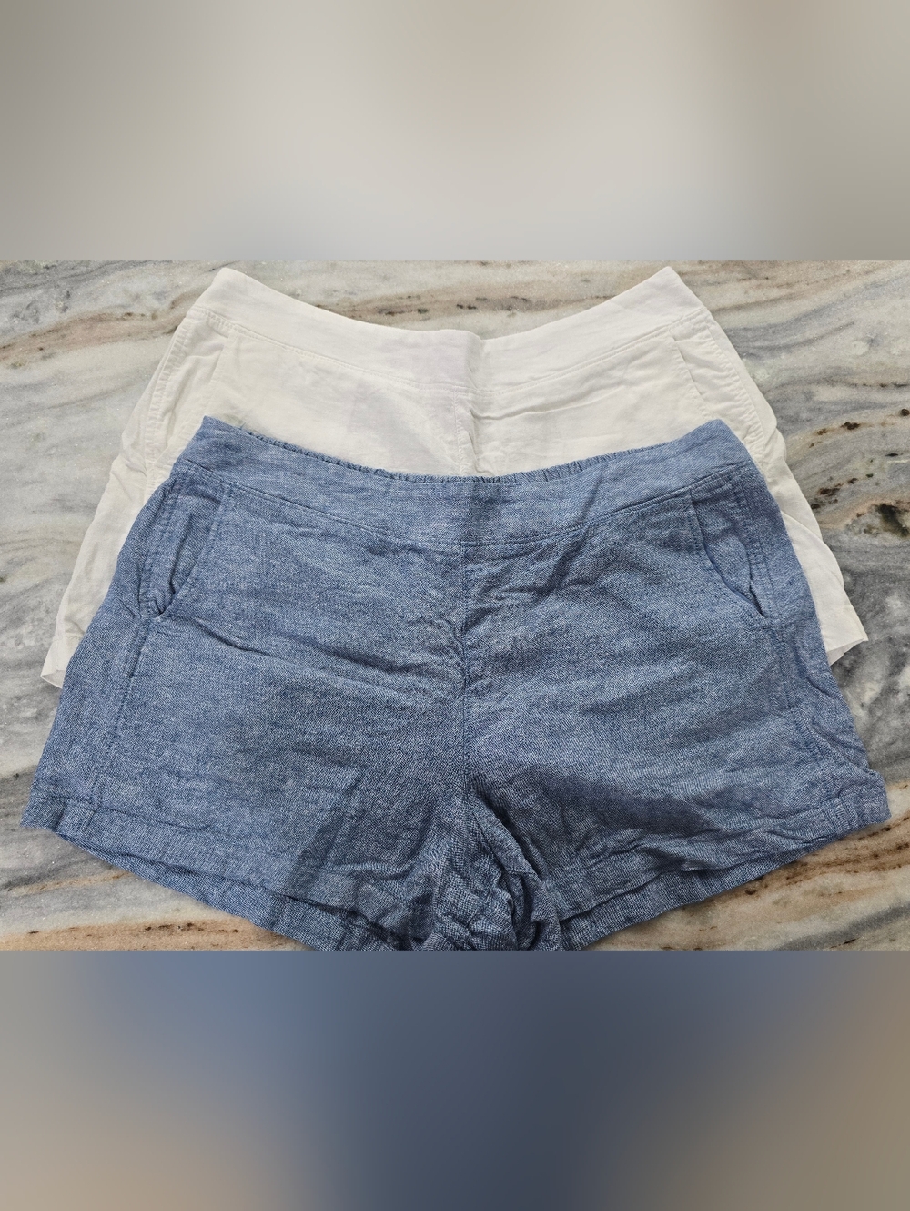 GAP Linen-Blend Shorts in Blue and White